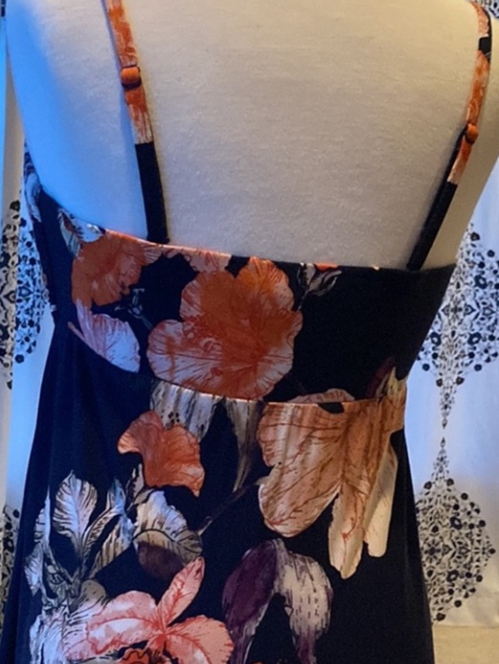 Tommy Bahama Navy Maxi Dress with Peach Floral Print - Picture 5 of 6